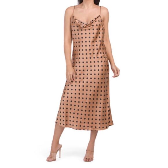 NWT Nicole Miller New York Satin Draped Front Midi Dress - Picture 1 of 4